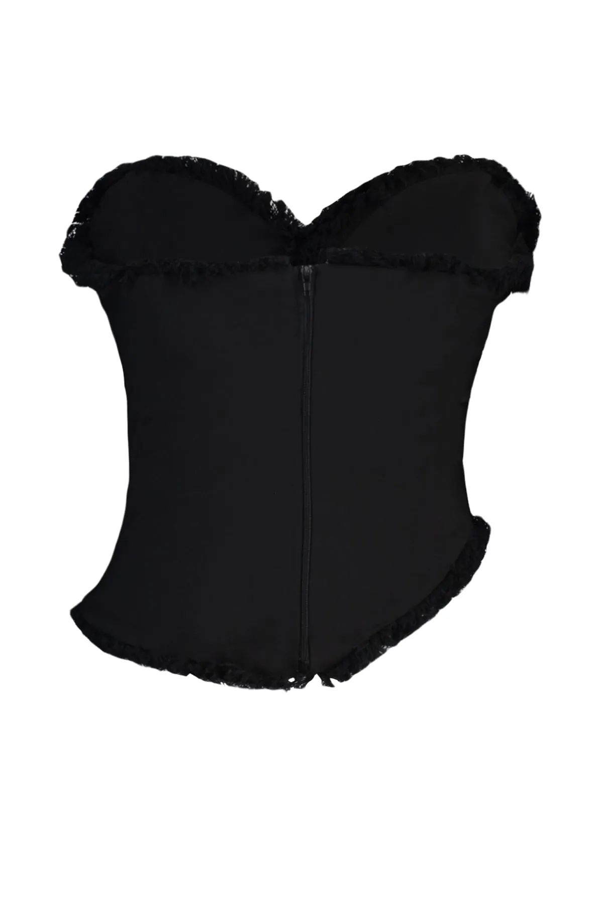 Trendyol Collection  Schwarzes, figurbetontes, gefüttertes Bustier mit gewebten Quasten TPRSS22BS0070