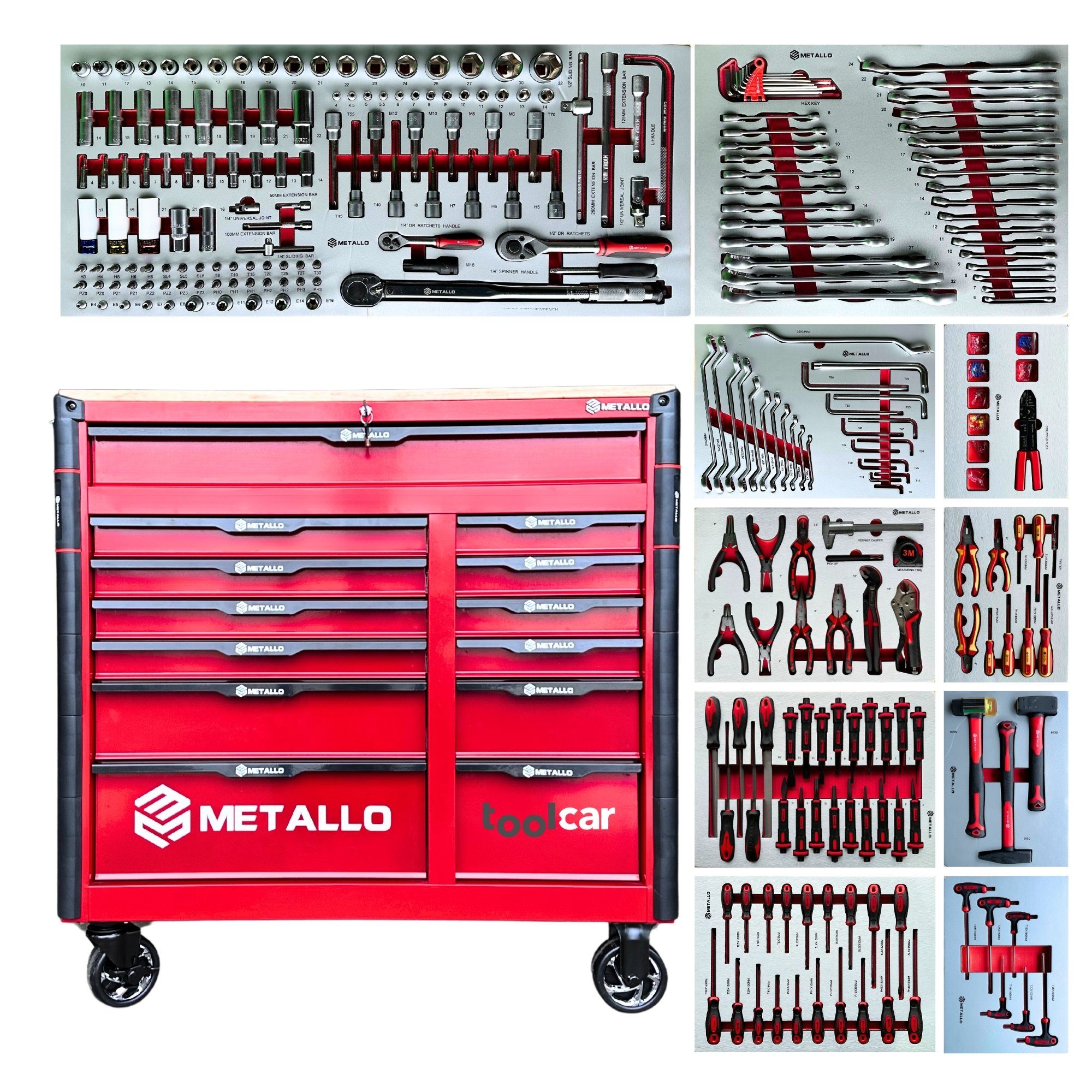 Toolcar Werkzeugwagen Toolcar Metallo Jumbo Pro Schwarz Rot Werkstattwagen Werkzeugwagen