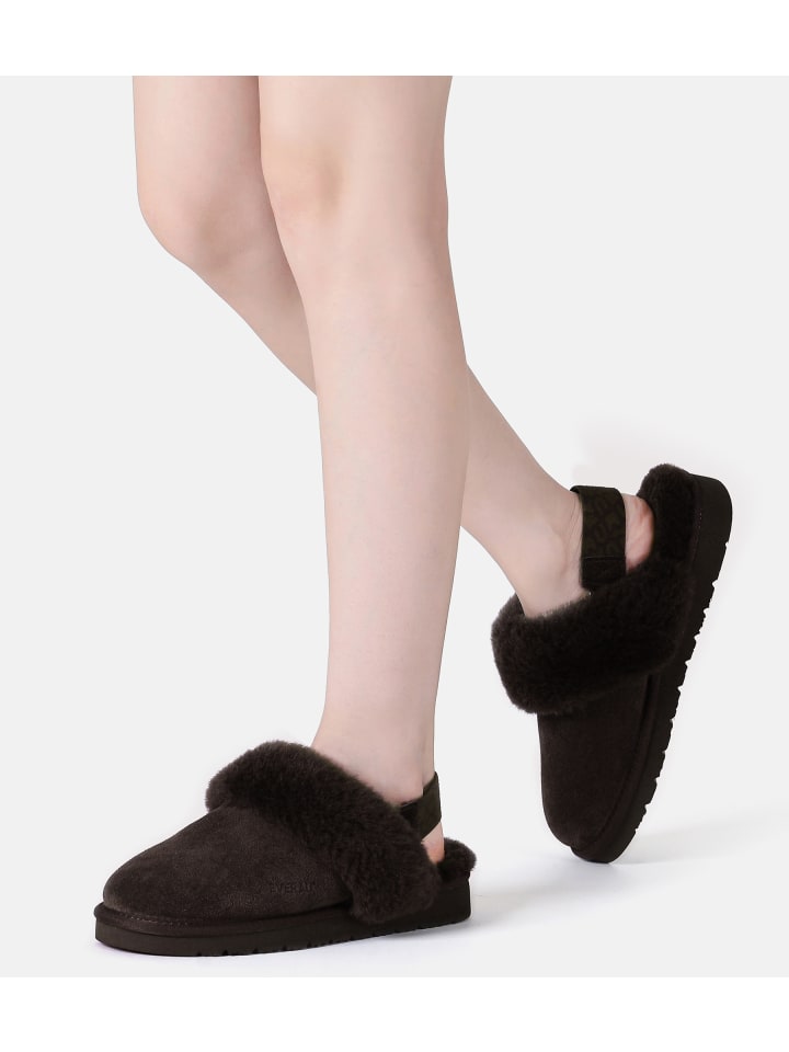 EVERAU Australia Abnehmbare Riemen Slingback Hausschuhe Pelican in Schokolade günstig kaufen