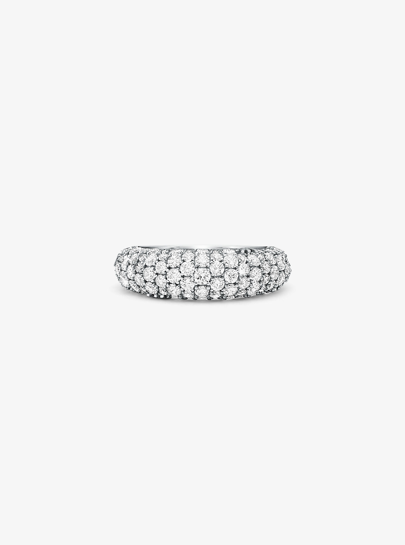 Precious Metal-Plated Sterling Silver Pavé Ring - SILVER