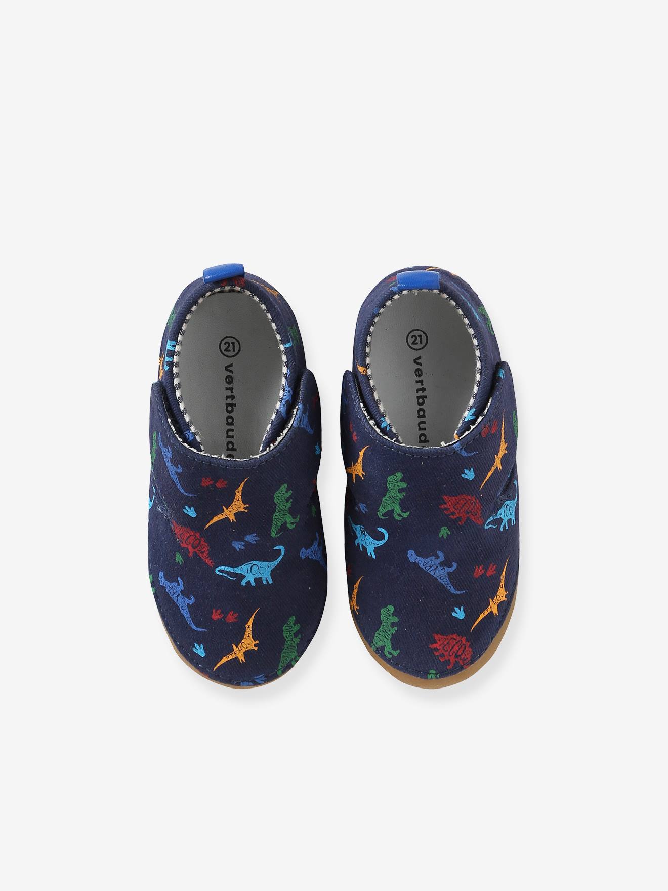 Chaussons scratchés bébé en toile marine