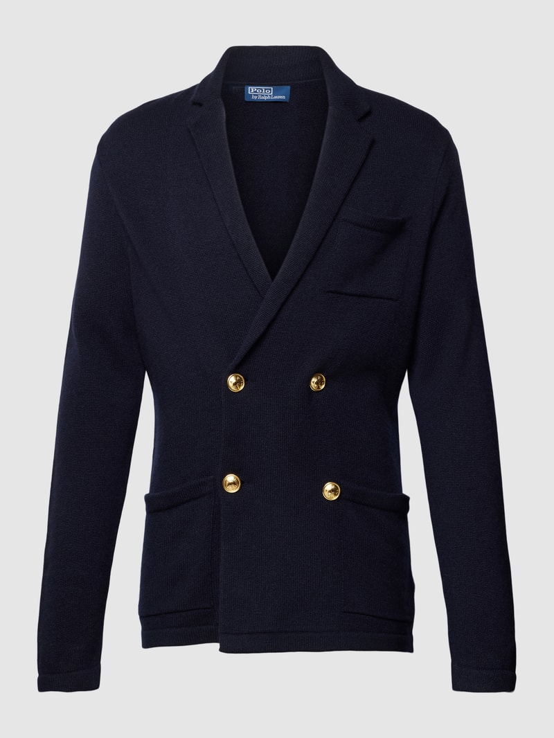 Strickjacke aus Kaschmir mit Reverskragen in marineblau