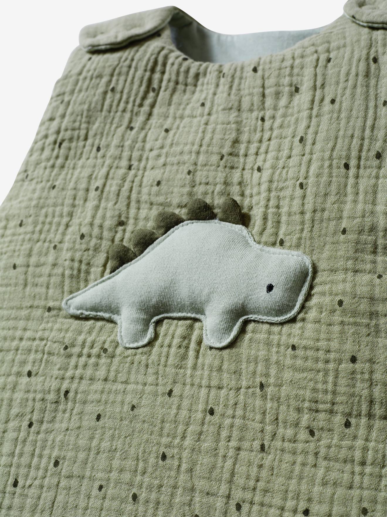 Vertbaudet Ärmelloser Baby Schlafsack KLEINER DINO - khaki