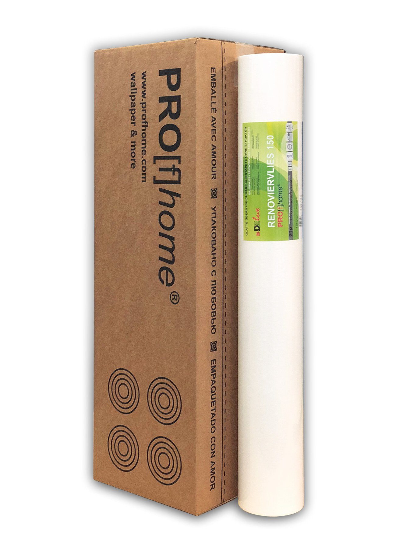 Profhome Vliestapete 399-150-4-O, matt, einfarbig, unifarben, (Renoviervlies Glattvlies Malervlies, 150 g/m2, 1 Karton mit 4 Rollen / 75 m2 weiss), Reparaturvlies Anstrichvlies glasfaserfrei, atmungsaktiv, rissüberbrückend, überstreichbar