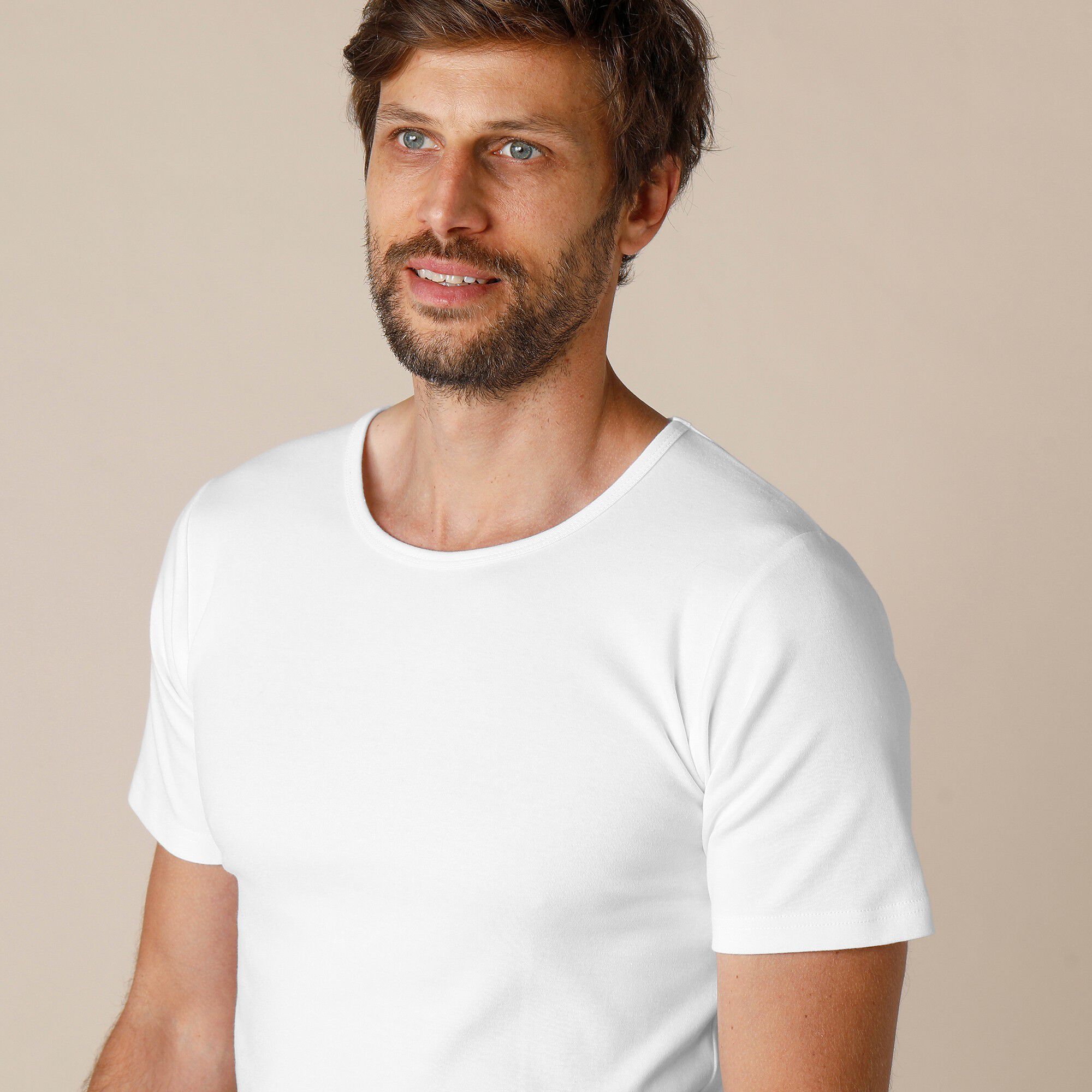 Tee-shirt sous-vêtement homme col rond manches courtes coton