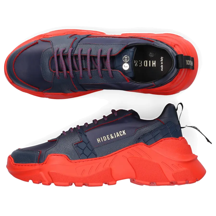 Hide & Jack - Sneaker low SPEEDBUMP Kalbsleder Logo blau - blau