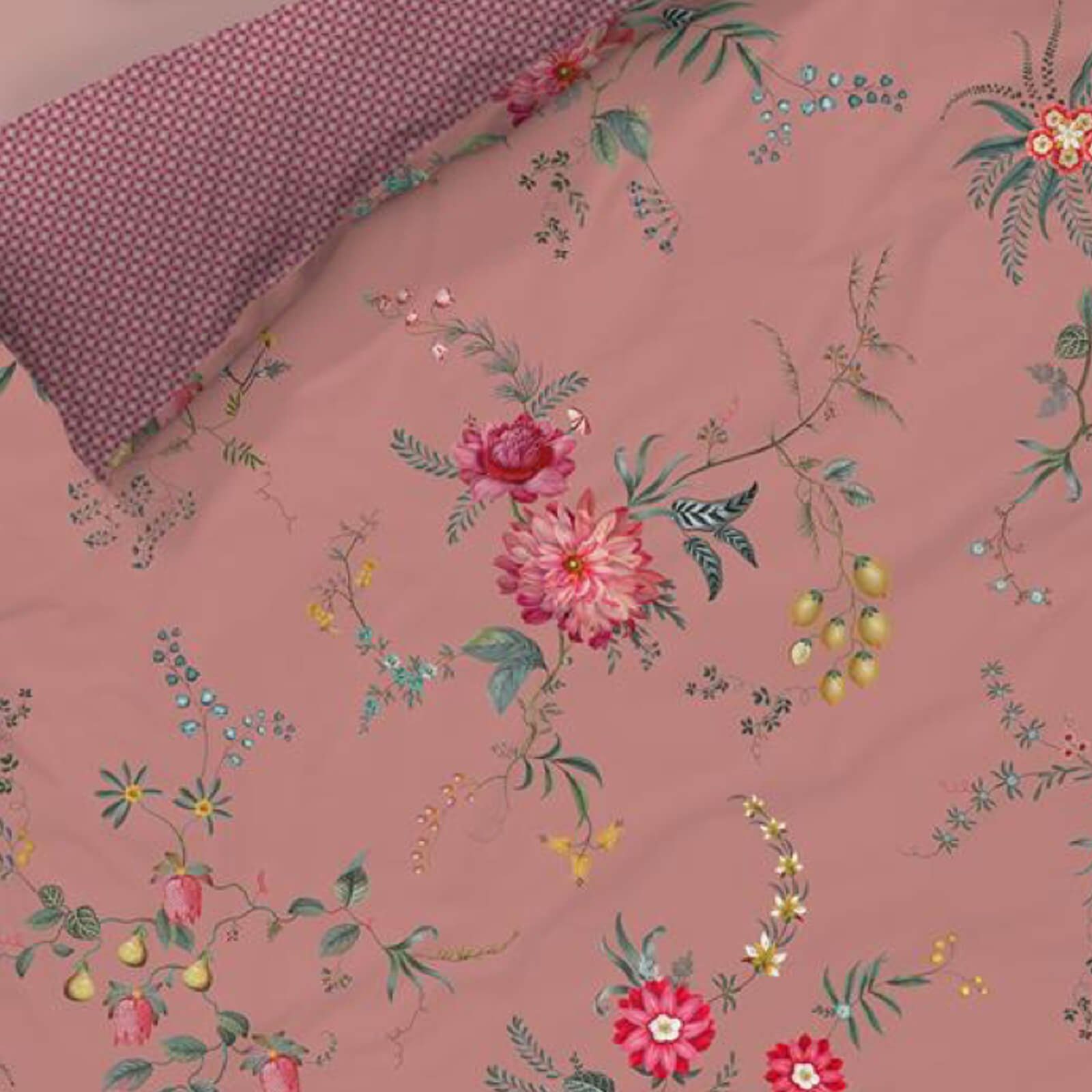 Bettwäsche Fleur Grandeur Pink, PiP Studio, Perkal, 2 teilig, Dahlien, Zweige, Muster