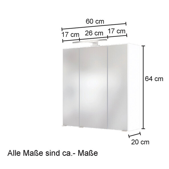 Spiegelschrank Lincoln, 60 cm, wotaneiche