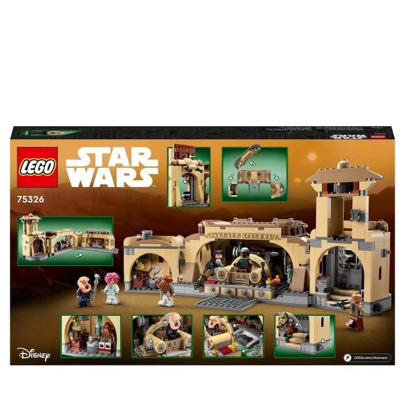 LEGO® 75326 Star Wars La Salle Du Trône De Boba Fett, Jouet à Construire Pour les Enfants de 9 Ans et Plus, Avec le Palais de Jabba marron