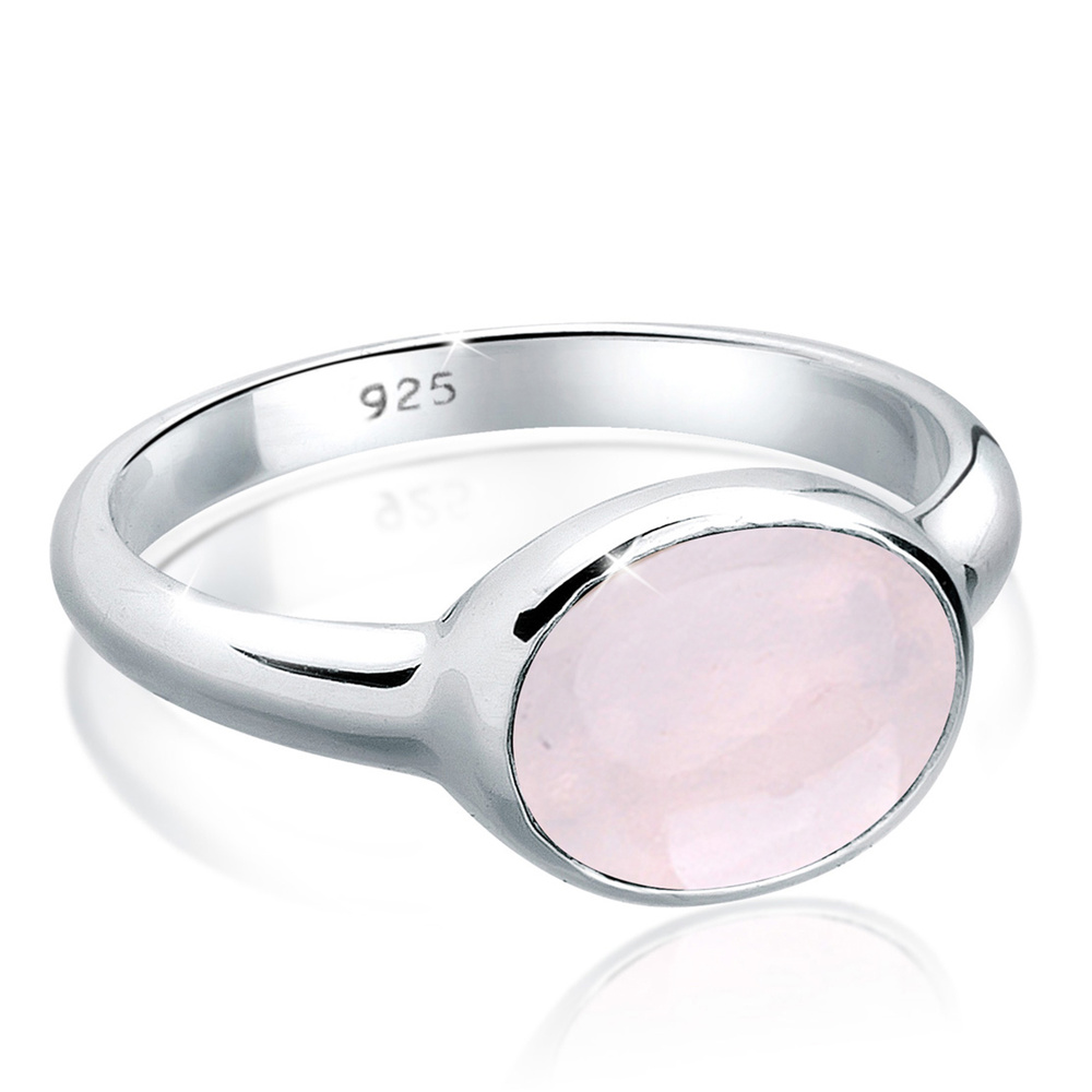 Elli Elli Bague Rosenquarz Solitär 925 Sterling Silber Bague