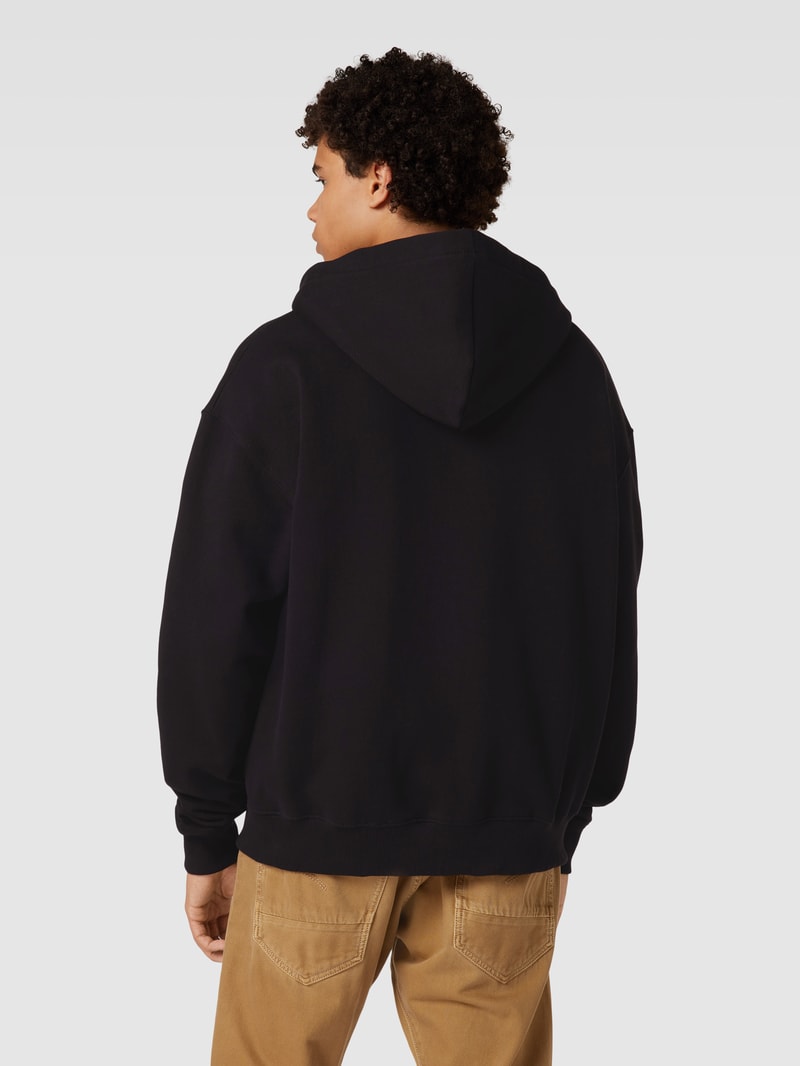 Oversized Sweatjacke mit Logo-Stitching in schwarz