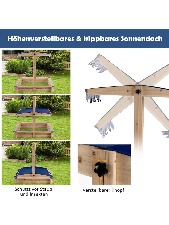 COSTWAY Sandkasten aus Zedernholz in Beige günstig kaufen onesize
