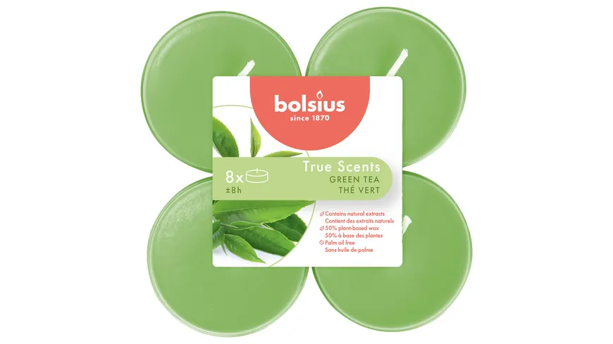 bolsius Maxi-Teelichte True Scents 8h 8er Pack green tea green tea