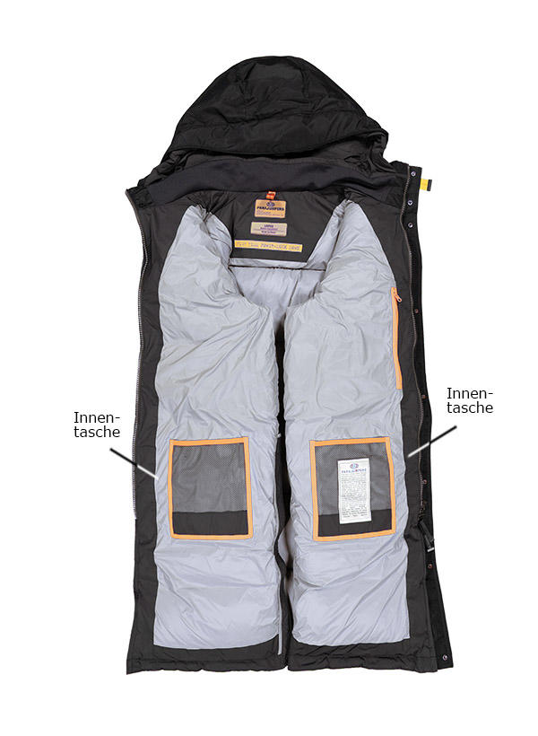 PARAJUMPERS, Daunenparka, Mikrofaser SOLOTEX®, schwarz