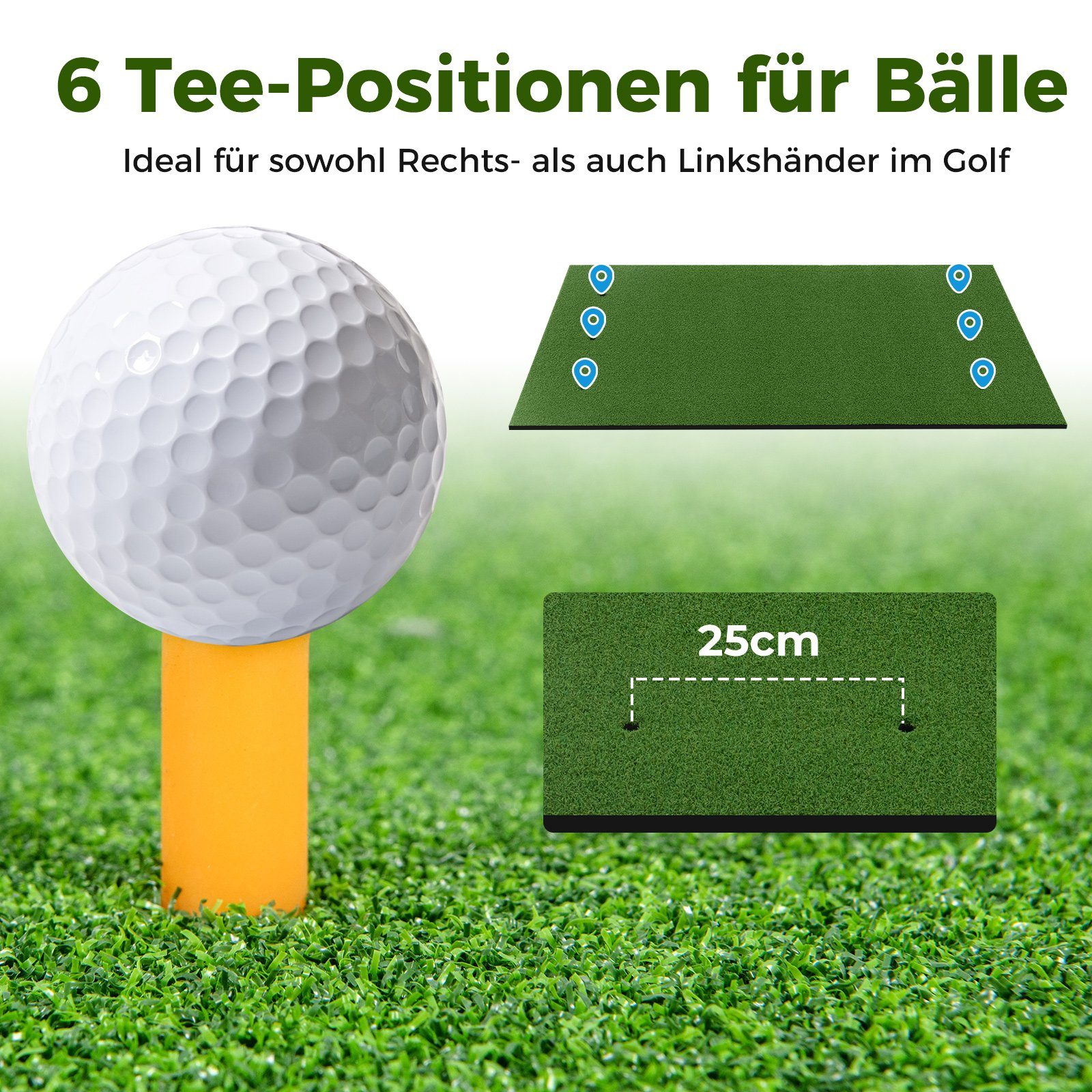 COSTWAY Golf-Abschlagmatte Übungsmatte, mit 2 Golf-Tees