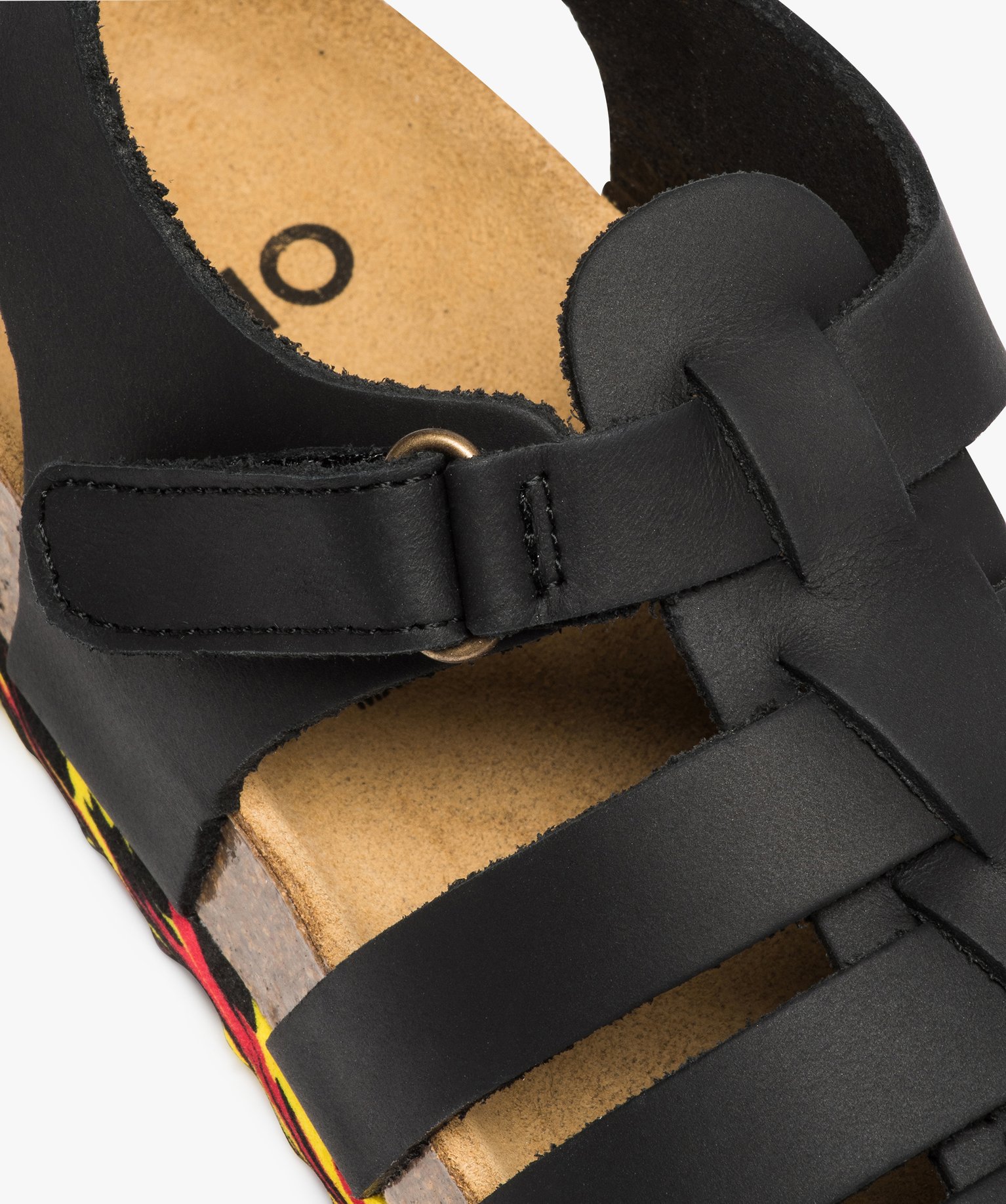 Sandales Garçon à multiples brides en cuir et semelle liège noir | GEMO