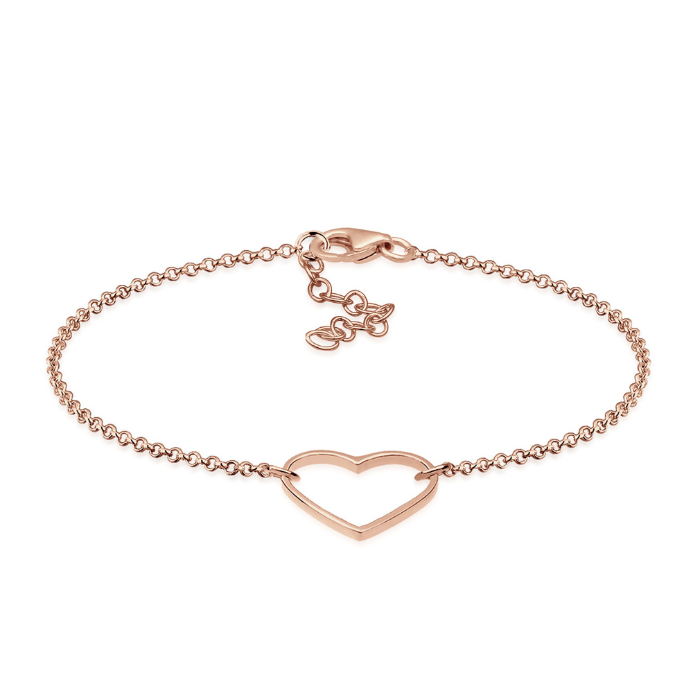 Elli Elli Bracelet Femme Pendentif Coeur Basique en Argent Sterling 925 Bracelet