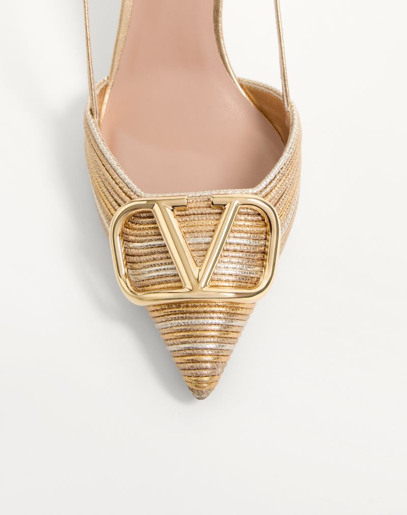 Sapato de salto slingback Cornely 80mm com bordado VLogo metálico.