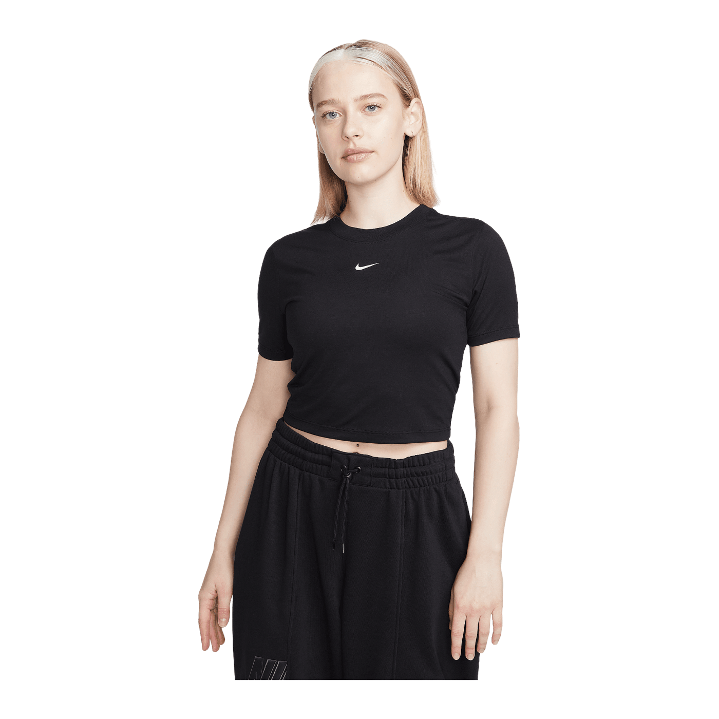 Nike Essential Crop T-Shirt Damen Schwarz F010