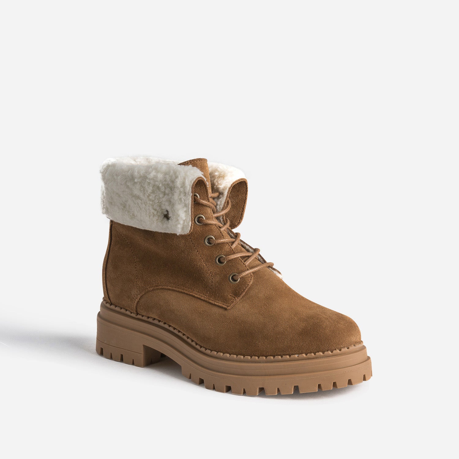 Boots à lacet TEXTO camel en cuir éco-conçu