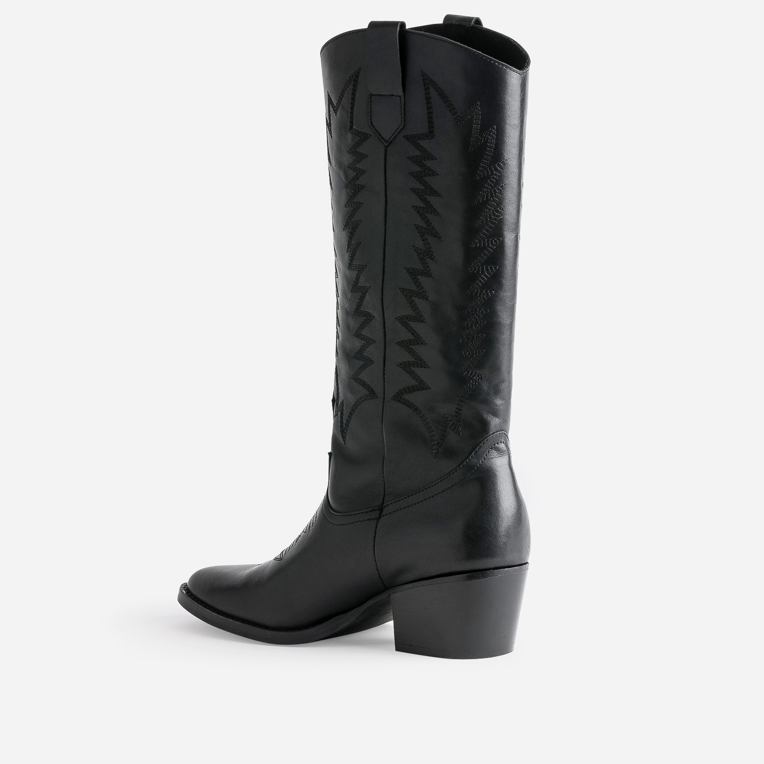 Botte noire cuir éco-conçue esprit santiag