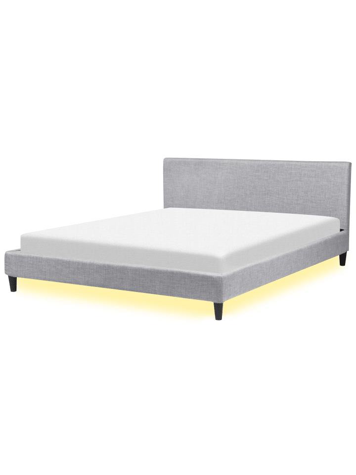 Beliani Doppelbett mit LED FITOU in Grau - (W) 190 x (H) 87 x (L) 214 cm günstig kaufen onesize