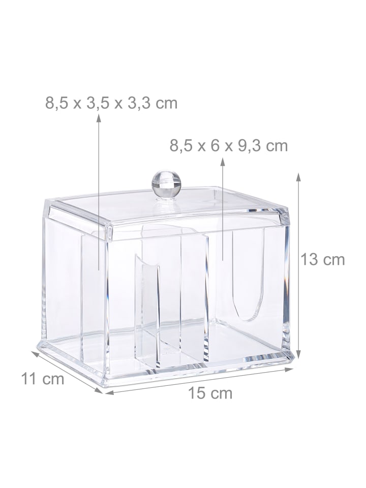 relaxdays Wattestäbchen Aufbewahrung in Transparent günstig kaufen onesize
