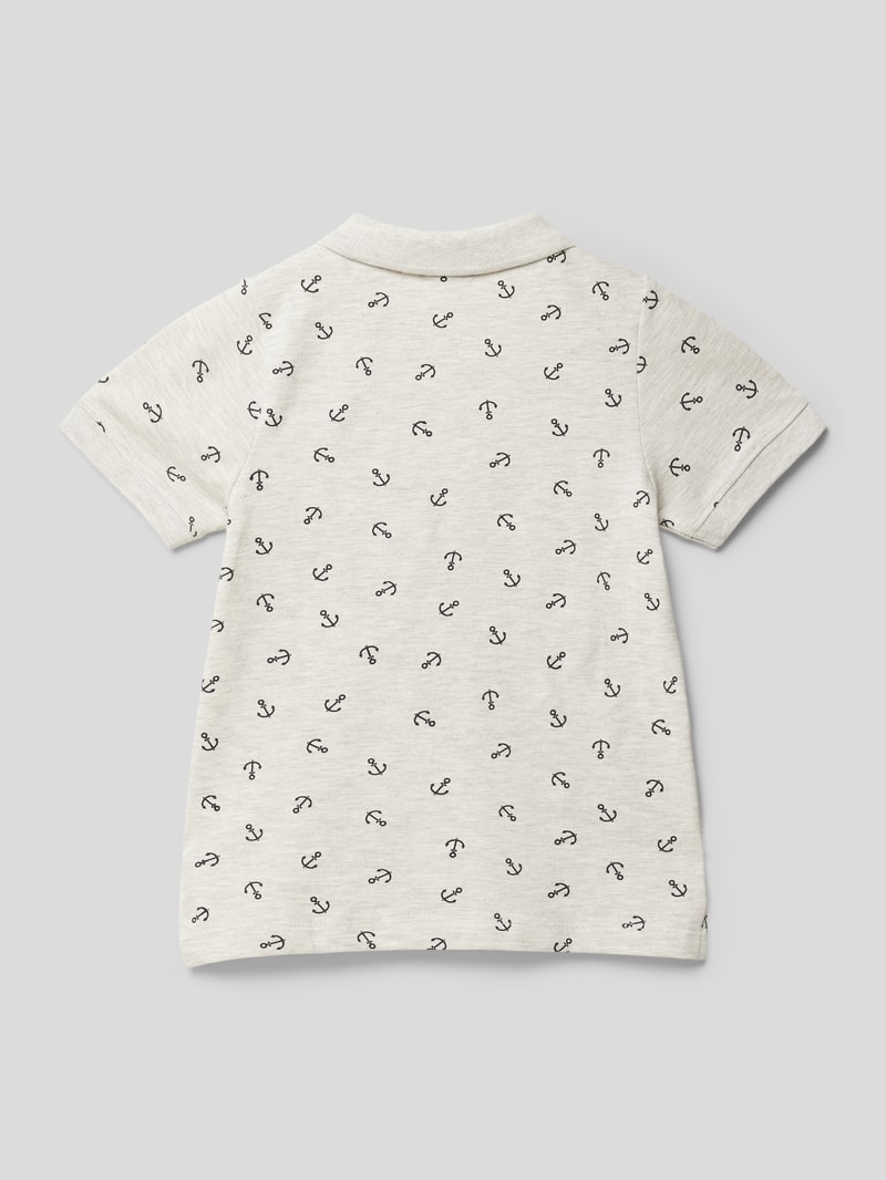 Poloshirt mit Allover-Muster Modell 'VOLO' in hellgrau