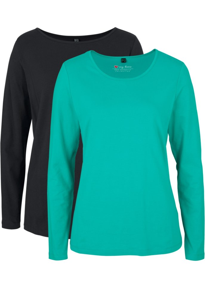 Langarmshirt mit Rundhalsausschnitt (2er Pack)