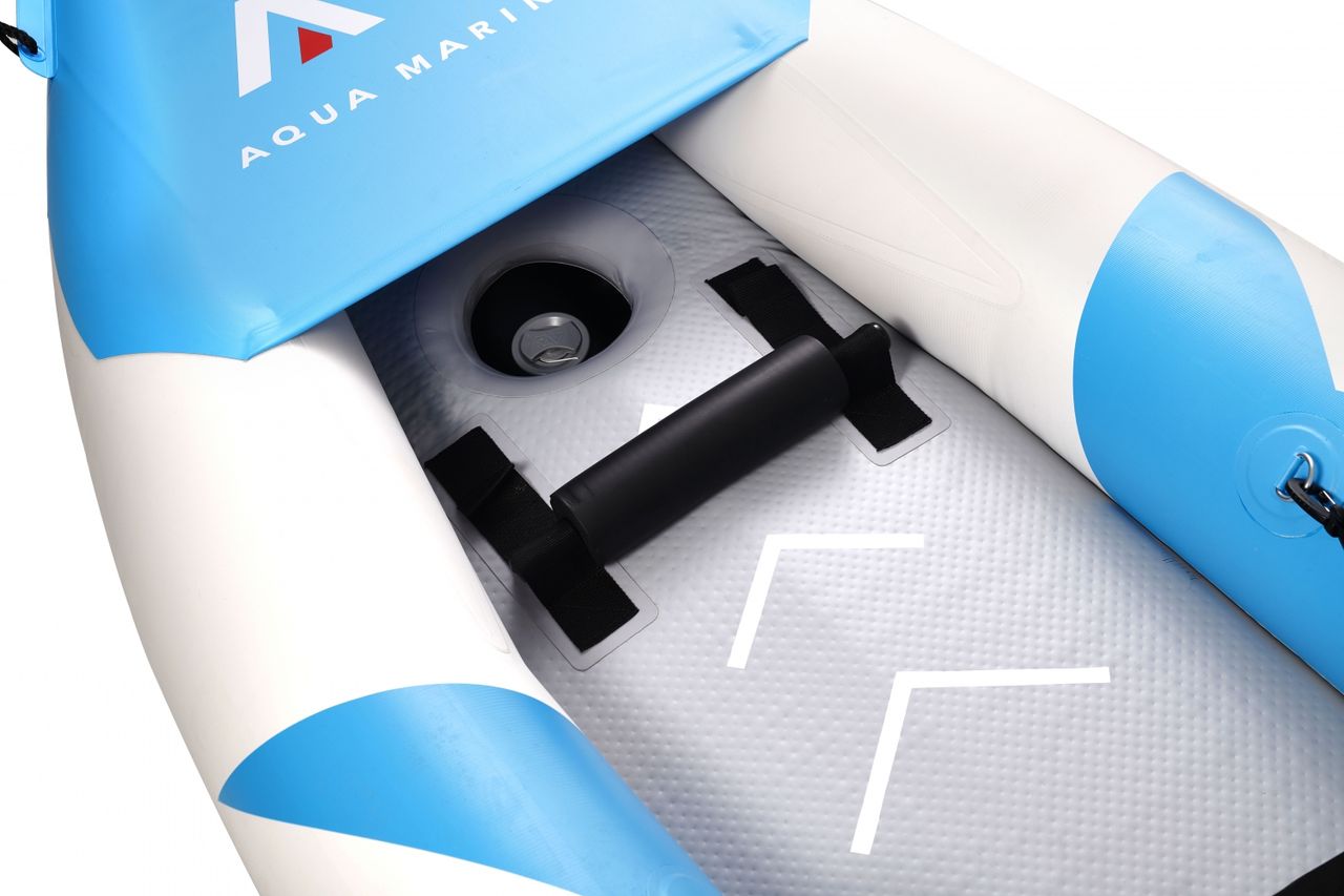 PureHaven Aqua Marina Kajak 412x83 cm für 2 Personen mit Luftsitz verstellbarer Lehne Transporttasche Reparaturset und Handpumpe strapazierfähig Blau/Weiß/Rot