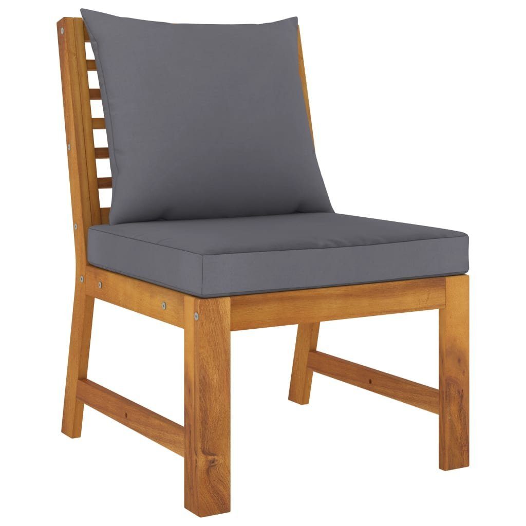 vidaXL Loungesofa 3-tlg. Garten-Lounge-Set mit Dunkelgrauem Kissen Akazienholz, 1 Teile