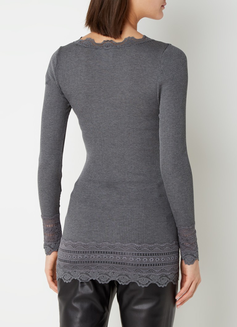 Rosemunde long sleeve in silk blend with lace texture and details