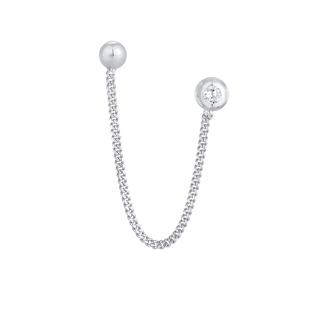 Elli Elli Boucles d'Oreilles Femmes Double Stud Earrings Ball Trend Blogger with Zirco Boucles d'oreilles