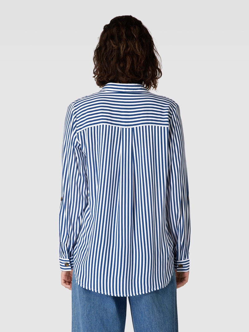 Bluse aus Viskose mit verlängertem Rücken Modell 'YASMIN' in blau