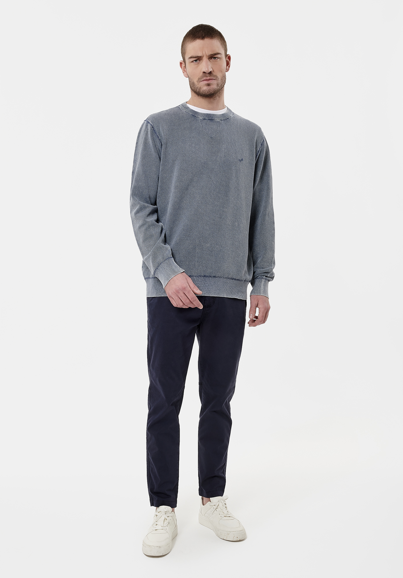 NYO    Pull bleu gris Homme en 100% coton