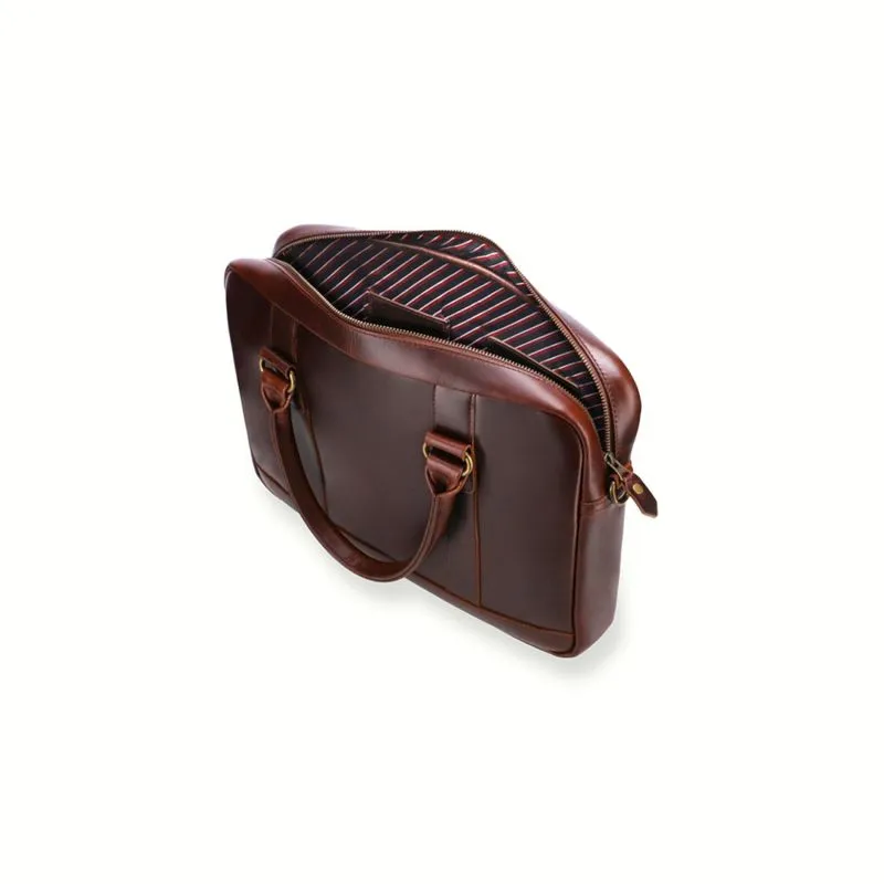 Buckle & Seam Leder Business Briefcase Everett - Braun \/ Stripes