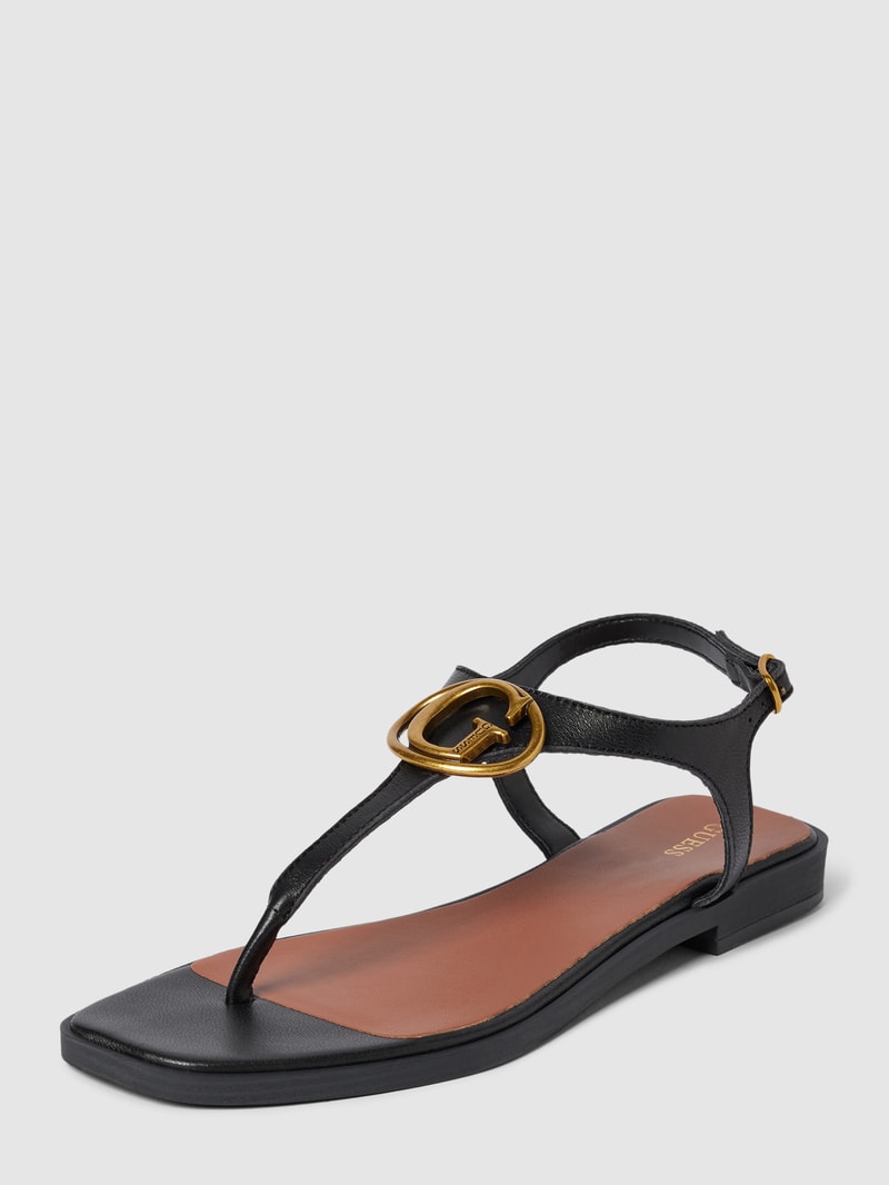 Zehentrenner aus Leder mit Label-Detail Modell 'MIRY' in schwarz