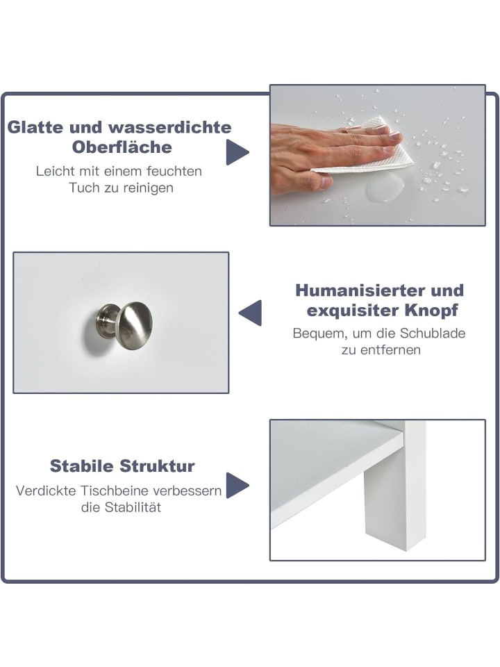 COSTWAY Nachttisch 2er Set in Weiß günstig kaufen 40 cm