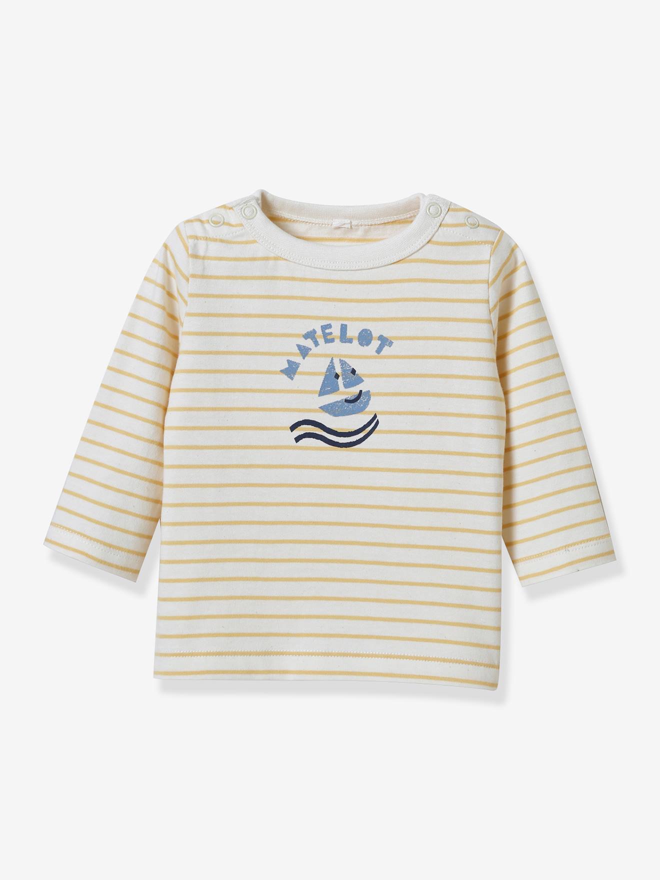 Tee-shirt marinière bébé coton bio Cyrillus jaune