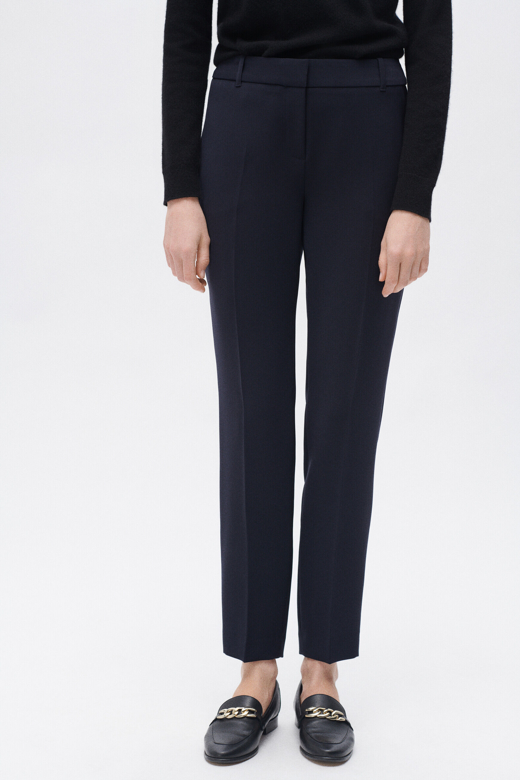 Pantalon pgautier bleu marine femme