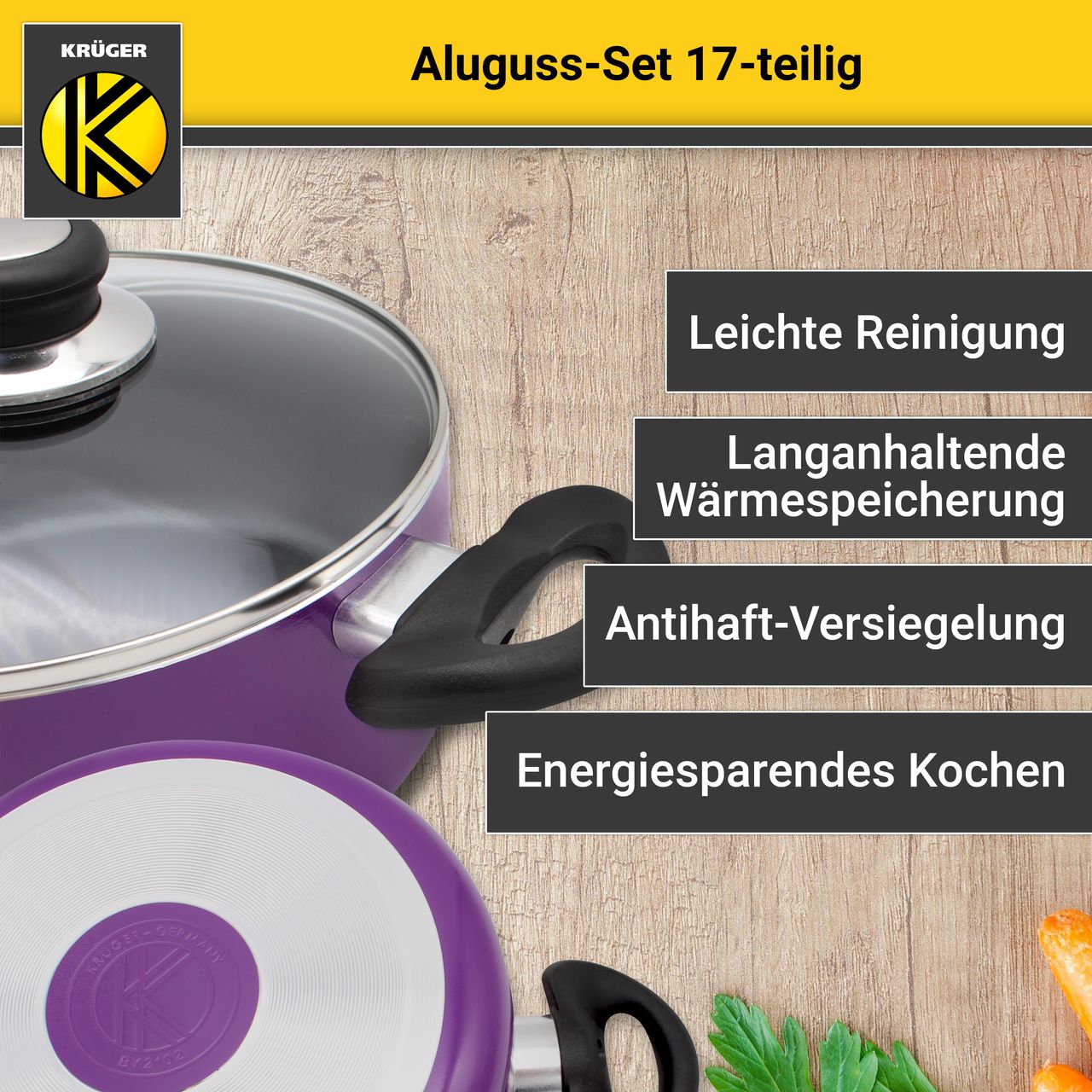 Karl Krüger Aluguss Set 17 tlg., lila