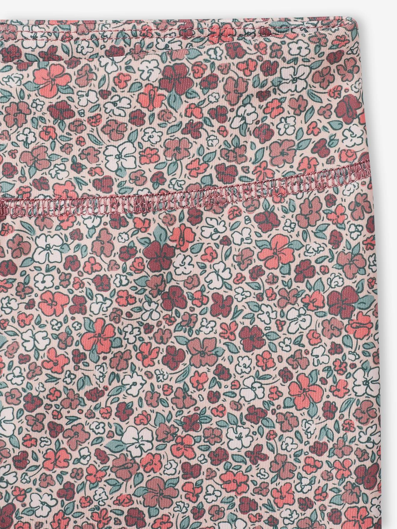 Legging sport à fleurs matière technique fille rose imprimé