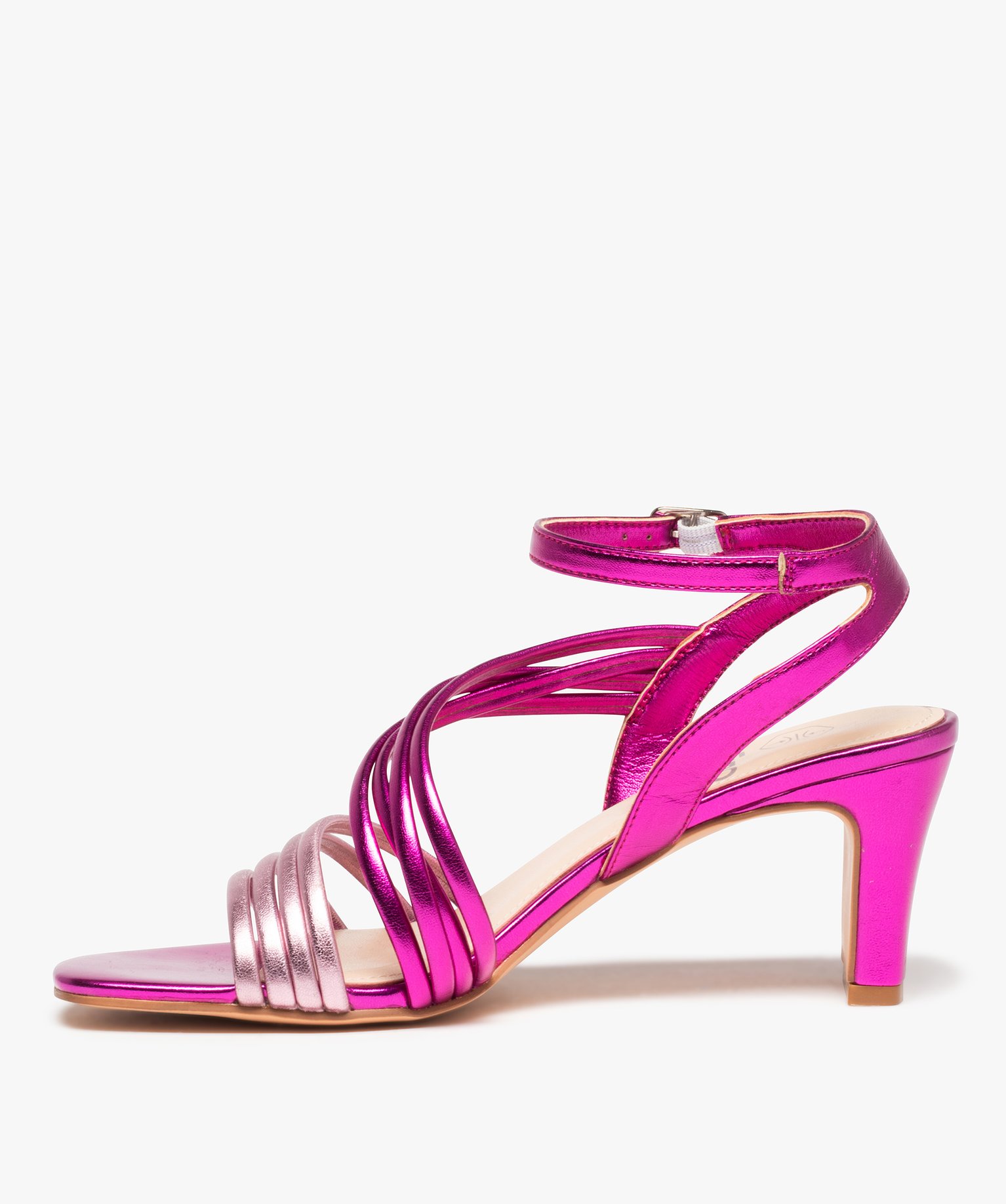 Sandales femme bicolores avec brides scintillantes rose | GEMO