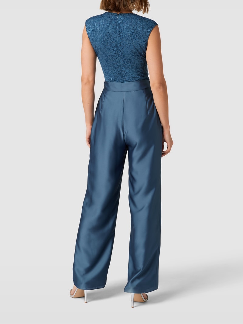 Jumpsuit aus Häkelspitze in rauchblau