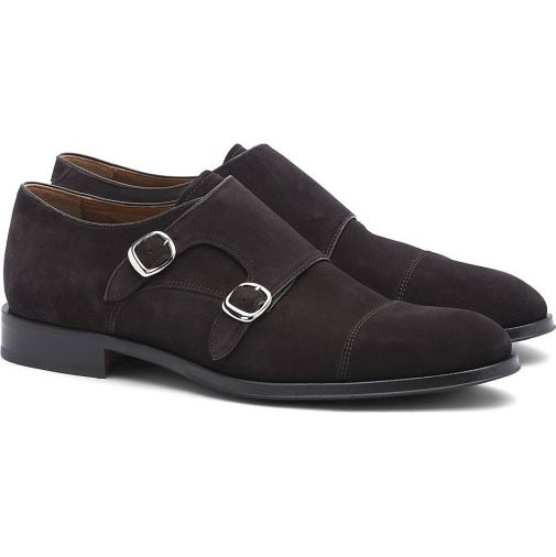 Lottusse Mokka -Kalb Wildledermönchschuhe