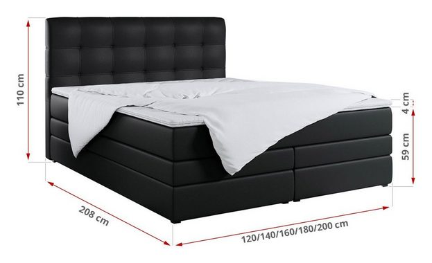 MKS MÖBEL Boxspringbett ERNI KING, Polsterbett mit Bettkasten und Zwei Matratzen - Stauraumbett