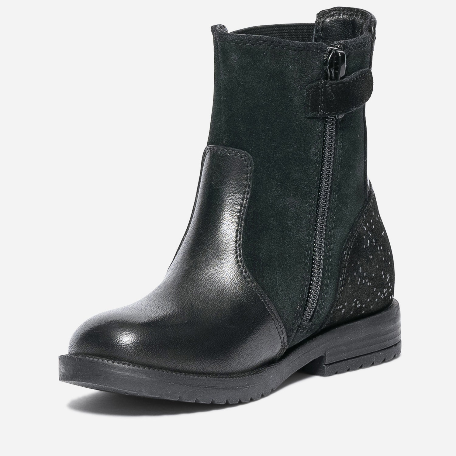 Boots noir en cuir et cuir velours