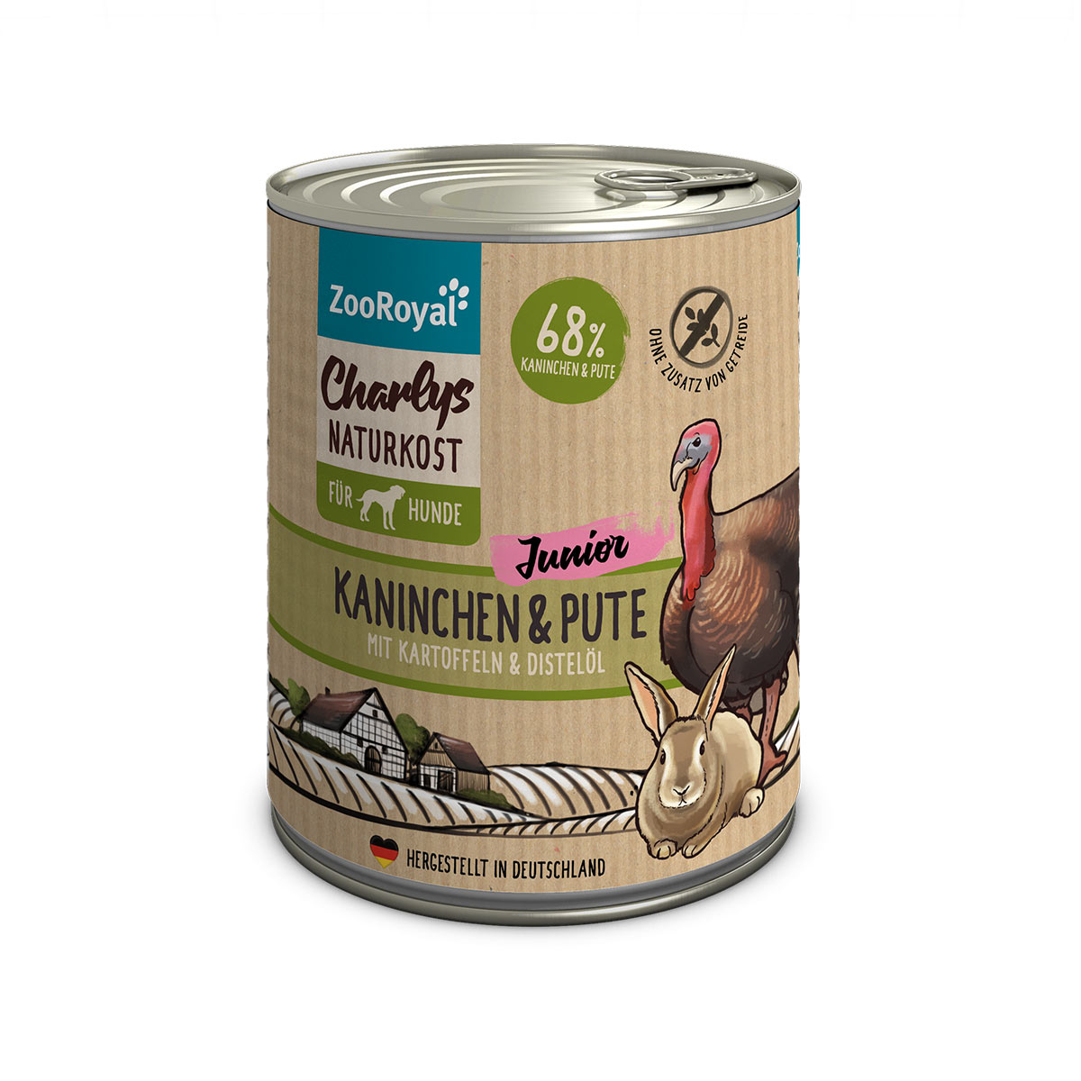 ZooRoyal Charlys Naturkost Junior Kaninchen, Pute, Kartoffeln & Distelöl