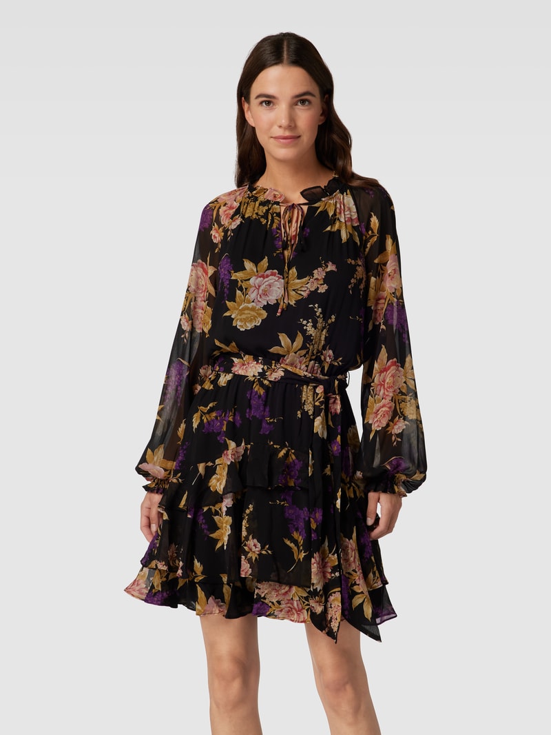 Kleid mit Allover-Muster Modell 'RAVILLA' in schwarz