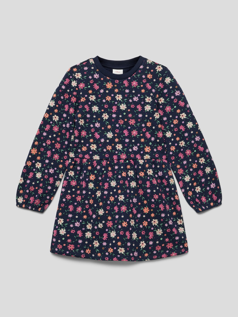 Kleid mit floralem Muster in marineblau